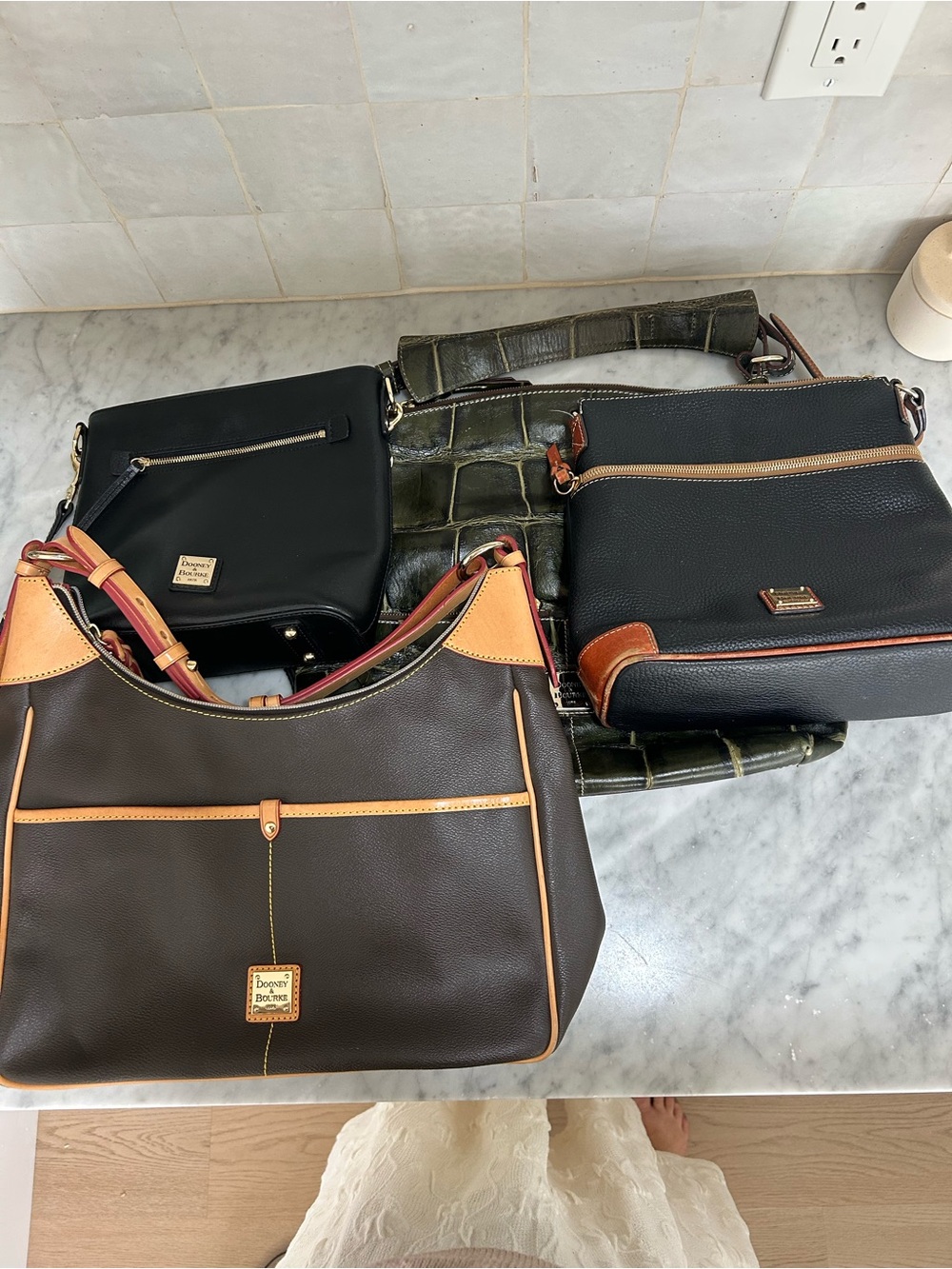LOT of Dooney & Bourke Brown and Tan Leather Crossbody and Shoulder Bags